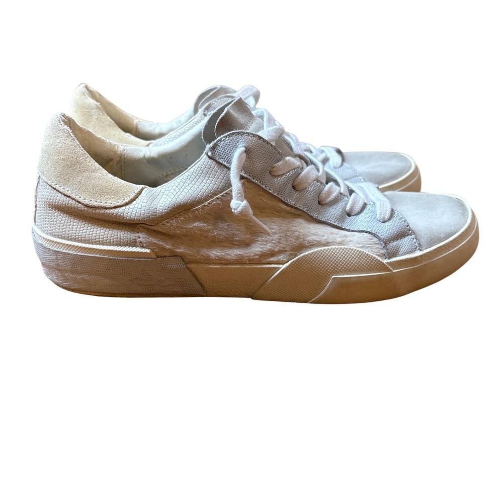 Dolce Vita Zina‎ Sneakers Women Cream Good Mixed Media Calf Hair Suede SIZE 7.5